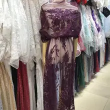 5 ярдов, jhl02-3, фиолетовый цвет, ручная работа, ветка, бисер, хорошее качество, вышивка, сетка, кружевная ткань для распиловки, БР, свадебное платье