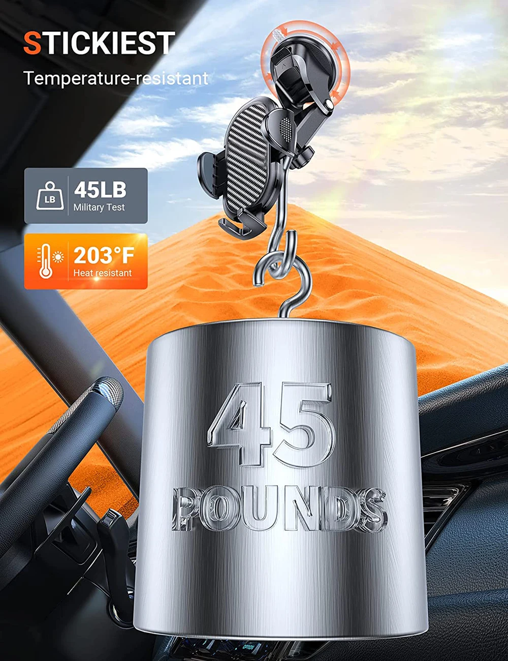 Universal Car Phone Holder with Sucker Mount for GPS and Mobile Devices