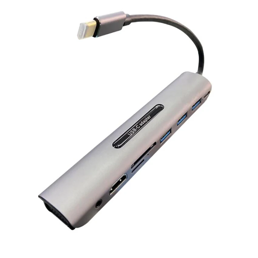 USB-C концентратор 9 в 1 взаимный обмен данными между компьютером и периферийными устройствами C адаптер с PD, 4K HDMI и MiniDP, VGA, SD/TF Card Reader устройство чтения карт, 3 x высокой Скорость 3,0 USB Порты и разъёмы для ноутбуков
