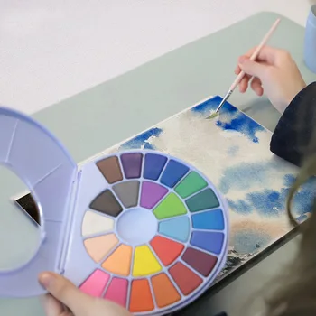 

24/38 Colors Solid Watercolor Painting Pigment Set Novelty Water Color Painting Pigment Hand-painted Portable Paint Art Supplies