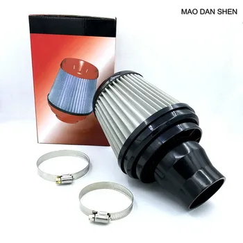 

Car Long Ram Cold Air Intake Filter Cone Filter Universal Black/Red
