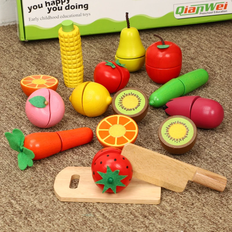 

Wooden Fruits and Vegetable Simulated the Intelligence and Interest of Chevrolet Toy Magnetic Kitchen Toy Set for Boys and Girls