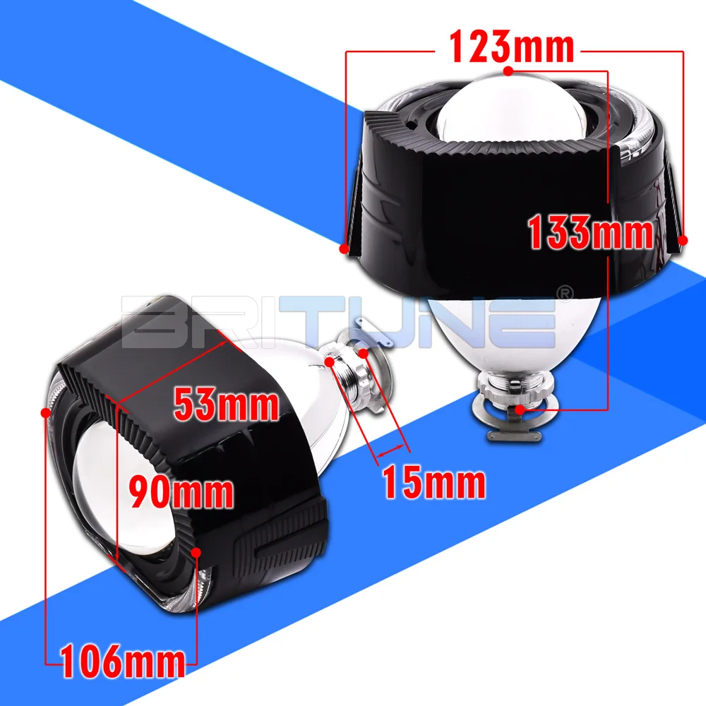 US $48.19 Bixenon Headlight Lenses Black Projector Lens H7 H4 Square LED Halo Angel Devil Eyes Tuning Cars Lights Accessories Retrofit