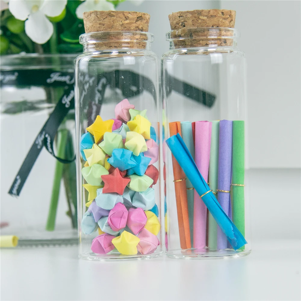 24Pcs 150ml Small Cute Clear Glass Container with Corks Candy Food Pot Refillable Bottling Cosmetics Gifts Vials