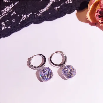 

2020 new luxury silver pink color princess 925 sterling silver earings for women lady anniversary gift jewelry wholesale E5610