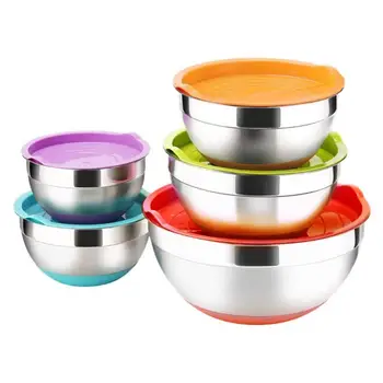 

Stainless Steel Mixing Bowls (Set Of 5) Non Slip Nesting Whisking Bowls Set Mixing Bowls For Salad Bowl Cooking Baking Tool