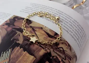 

1pc Authentic 925 Sterling silver White/Gold Lucky Ball Beads & Star Cross Link Chain Bracelet fine Jewelry TLS219