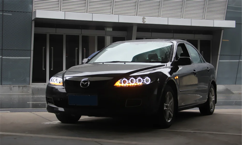 Пара для mazda 6 светодиодный фары 2003- mazda 6 HID фары биксеноновые фары противотуманные дневные ходовые огни динамический поворот