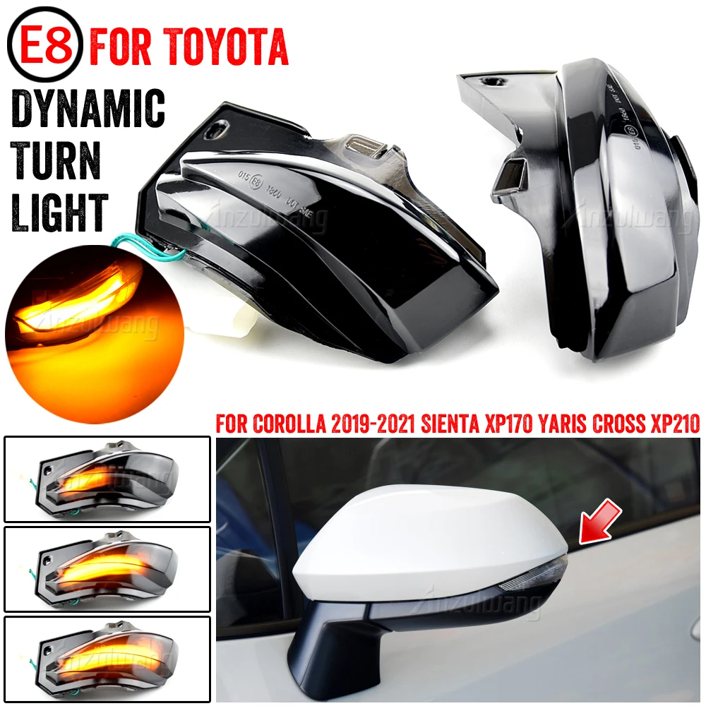 

LED Dynamic Side Mirror Indicator Blinker Sequential Light For Toyota Corolla Sport E210 Sienta XP170 Yaris XP210 2019 2021