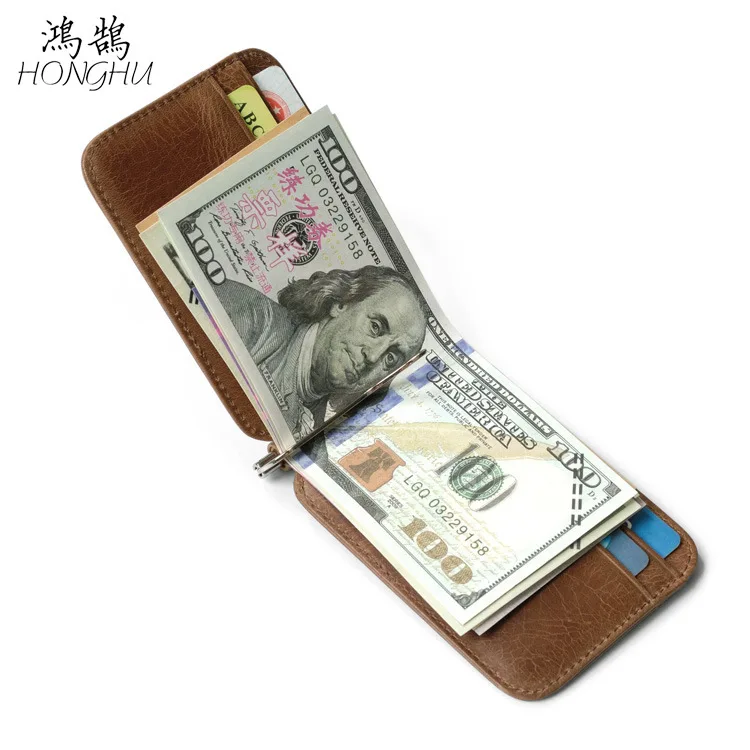 

Genuine Leather Card Bag Retro First Layer Leather US Dollar Clip Bank Certificate Card Sleeve Money Clip Card Bit More