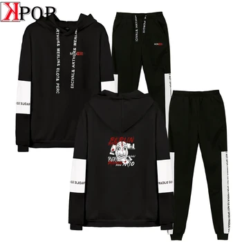 

Money Heist Stylish 2 Piece Set Women Hip Hop Hoodies Sweatshirts Harajuku Unisex Fashion Money Heist Hooded Casual Sport Suit