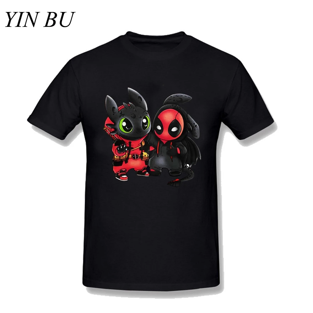 Мужская футболка Deapool Stitch Беззубик супергерой Marvel Черная хлопковая с забавным