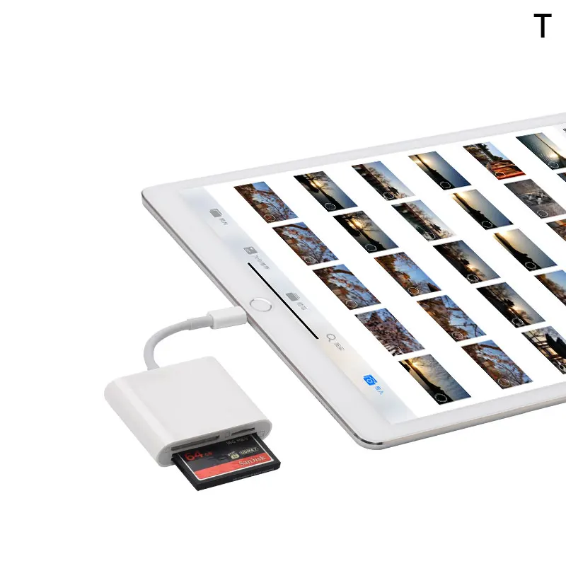 OTG адаптер 8 pin для SD TF CF карты 3 в 1 камера кабель передачи для Apple Phone белый
