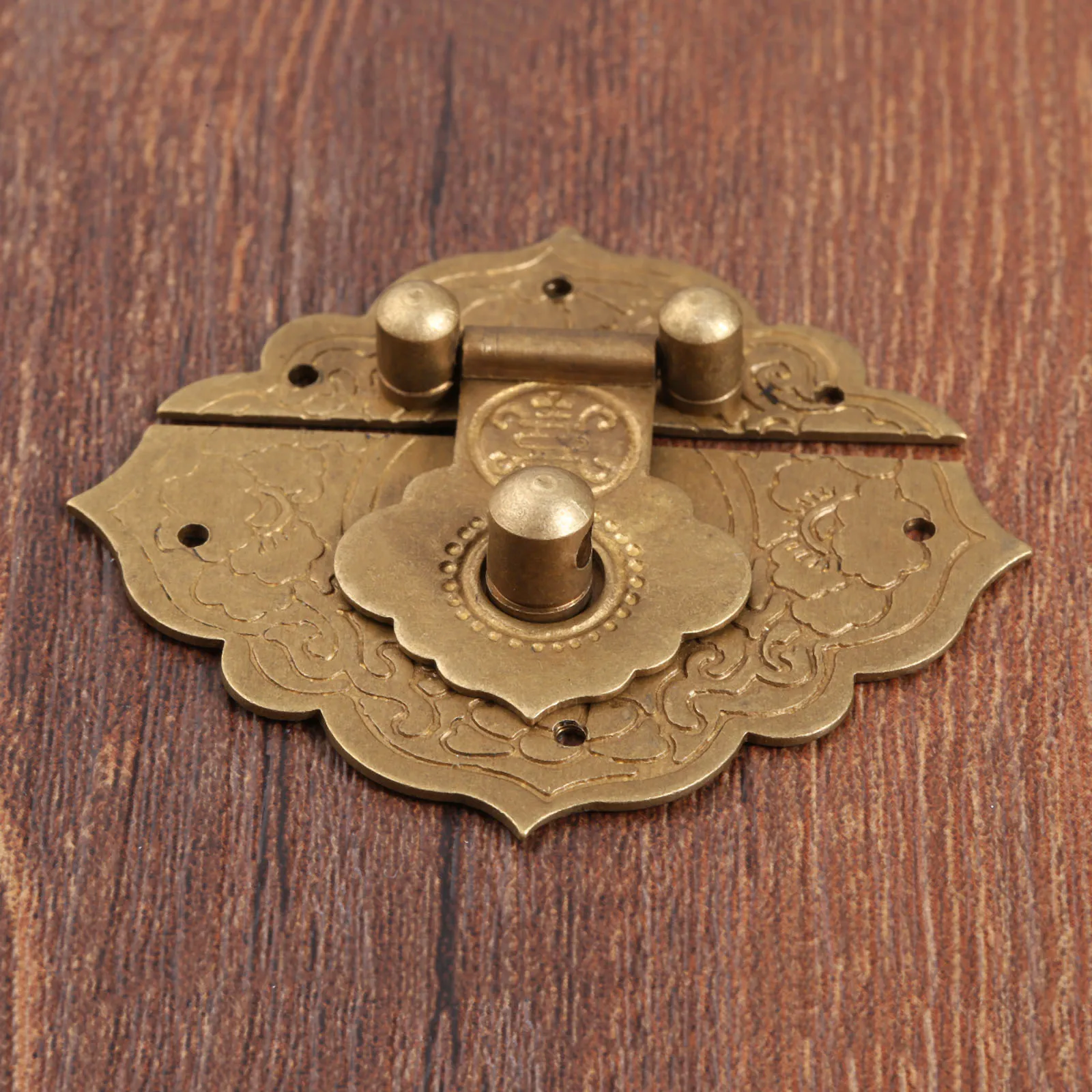 1Pc Antique Brass Box Hasp Latches Chinese Old Lock Catch for Jewelry Suitcase Buckle Clip Clasp Kitchen Cupboards 54*46mm