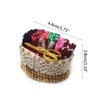 

1:12 Scale Dollhouse Miniature Vintage Sewing Tools Basket Furniture Decoration 72XC