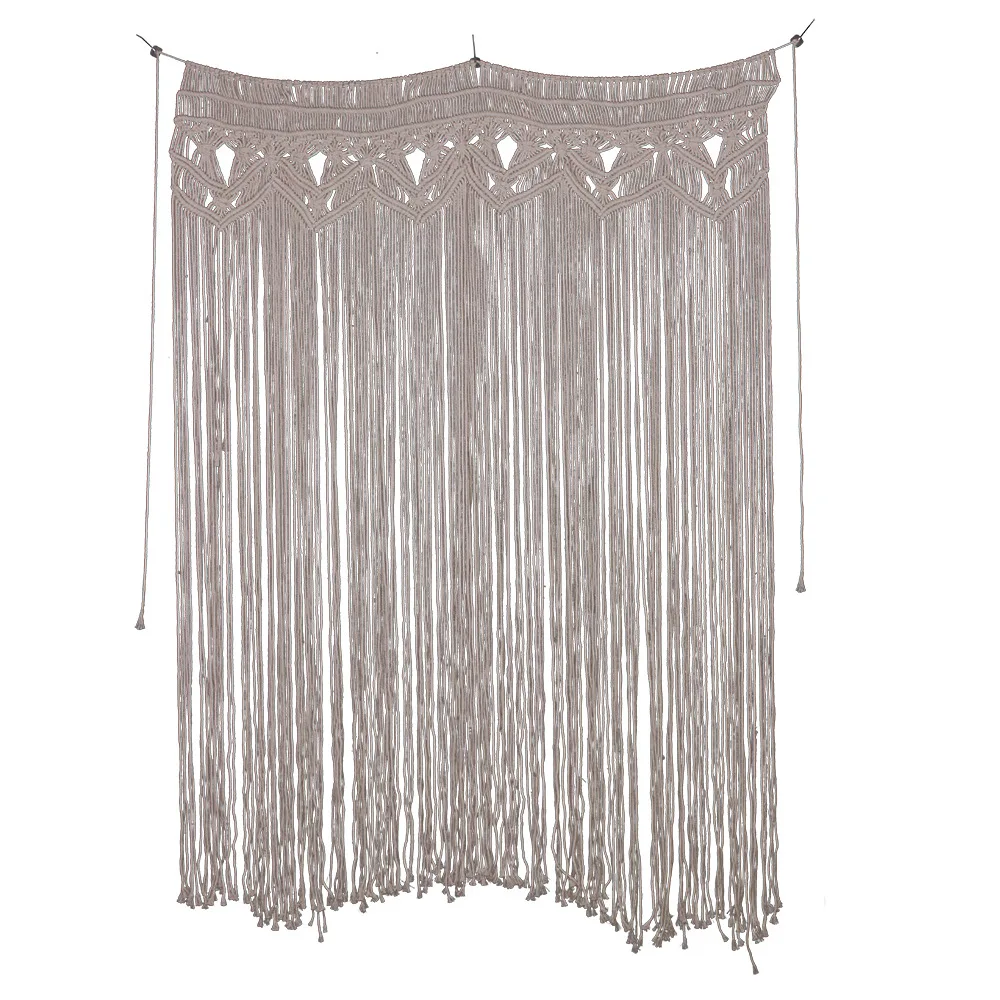 Macrame Curtain Bohemia Wall Art Handmade Cotton Wall Hanging Tapestry with Lace Fabrics Bohemian Hanging Decoration Best Gift