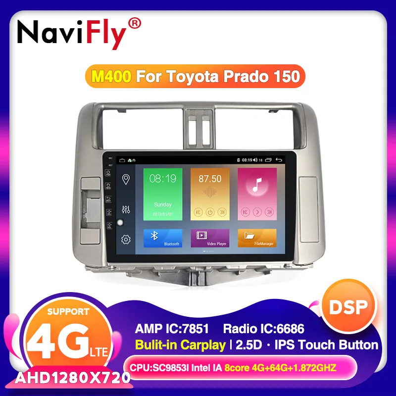 Tanie Octa core Android 10.0 samochodowe multimedia radio odtwarzacz dla Toyota Land Cruiser Prado 150 2010 2013 radio samochodowe nawigacja samochodowa gps