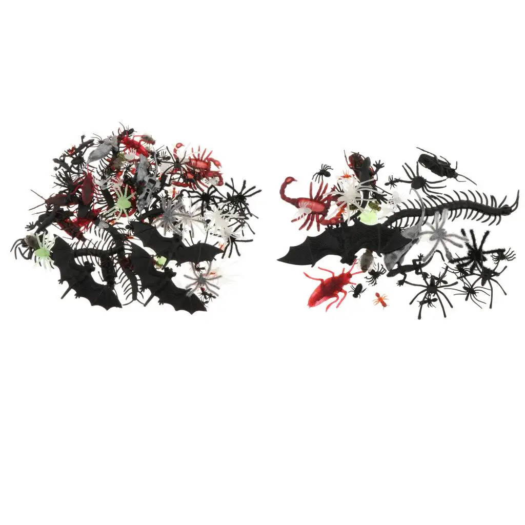 44/150Pcs Insect Models Plastic  Joke Gags Plastic Bugs Halloween Gadget Education Toys