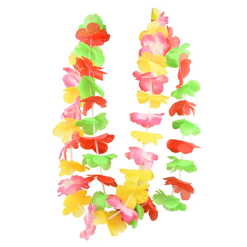 Hawaiian Flower Wreath Necklace - Tropical Luau Party Decoration Artificial Flower Lei 102050pcs