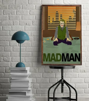 

JOKER BATMAN Heath (Madman) - Minimalist Movie Art canvas poster painting Poster Wall Decor