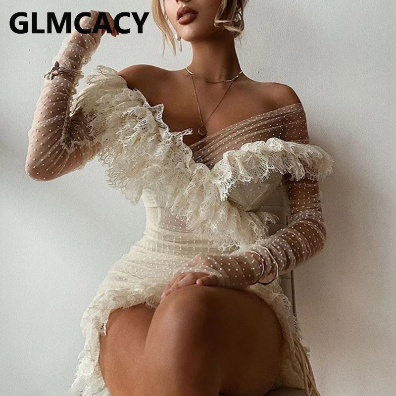 Women Off Shoulder Long Sleeve Ruffle Design Bodycon Mini Dress Solid Elegant Dresses Women Off Shoulder Long Sleeve Ruffle Design Bodycon Mini Dress Solid Elegant Dresses