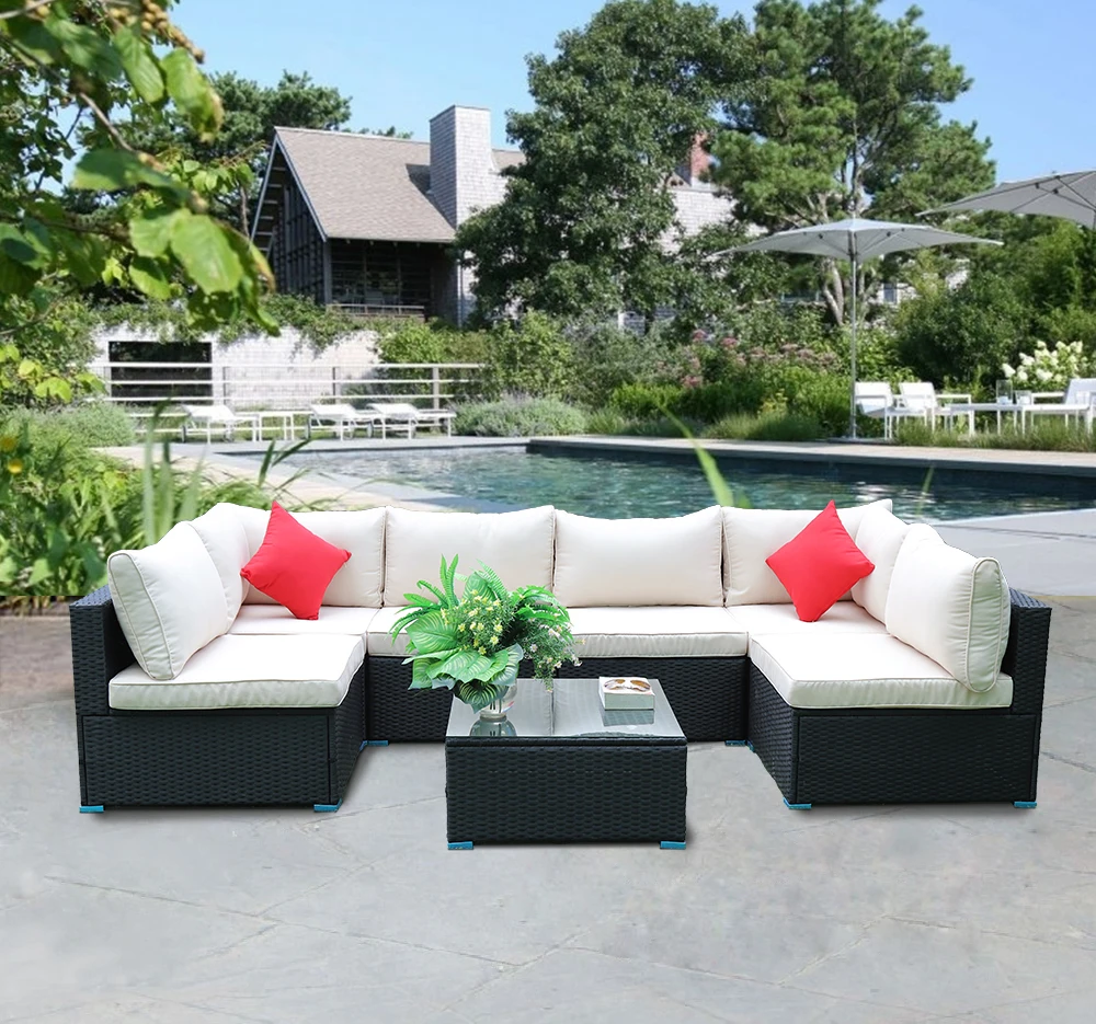 Panana 6 Piece Large Outdoor Garden Yard Furnitures set Patio PE Rattan