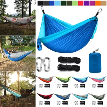 

Portable Outdoor Hammock Single with Tree Straps Durable Swing Bed for Travel Camping B2Cshop