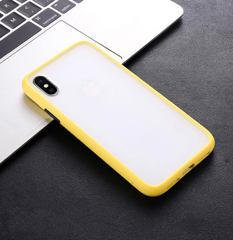 yellow Роскошный противоударный чехол для iPhone X XR XS Max, силиконовый полупрозрачный матовый чехол для телефона для iPhone 11 pro max 7 8 Plus, чехол s fundas - Цвет: yellow
