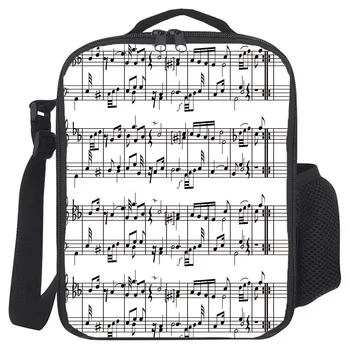 

Tab Music Note Black White Cooler Bag Students School Food Bag Boys Girls Lunch Bag Women Men Lunch Box Best Gift
