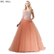 BRLMALL, простое милое бальное платье с открытой спиной, украшенное бисером и кристаллами, 16 платьев, vestidos de 15 anos