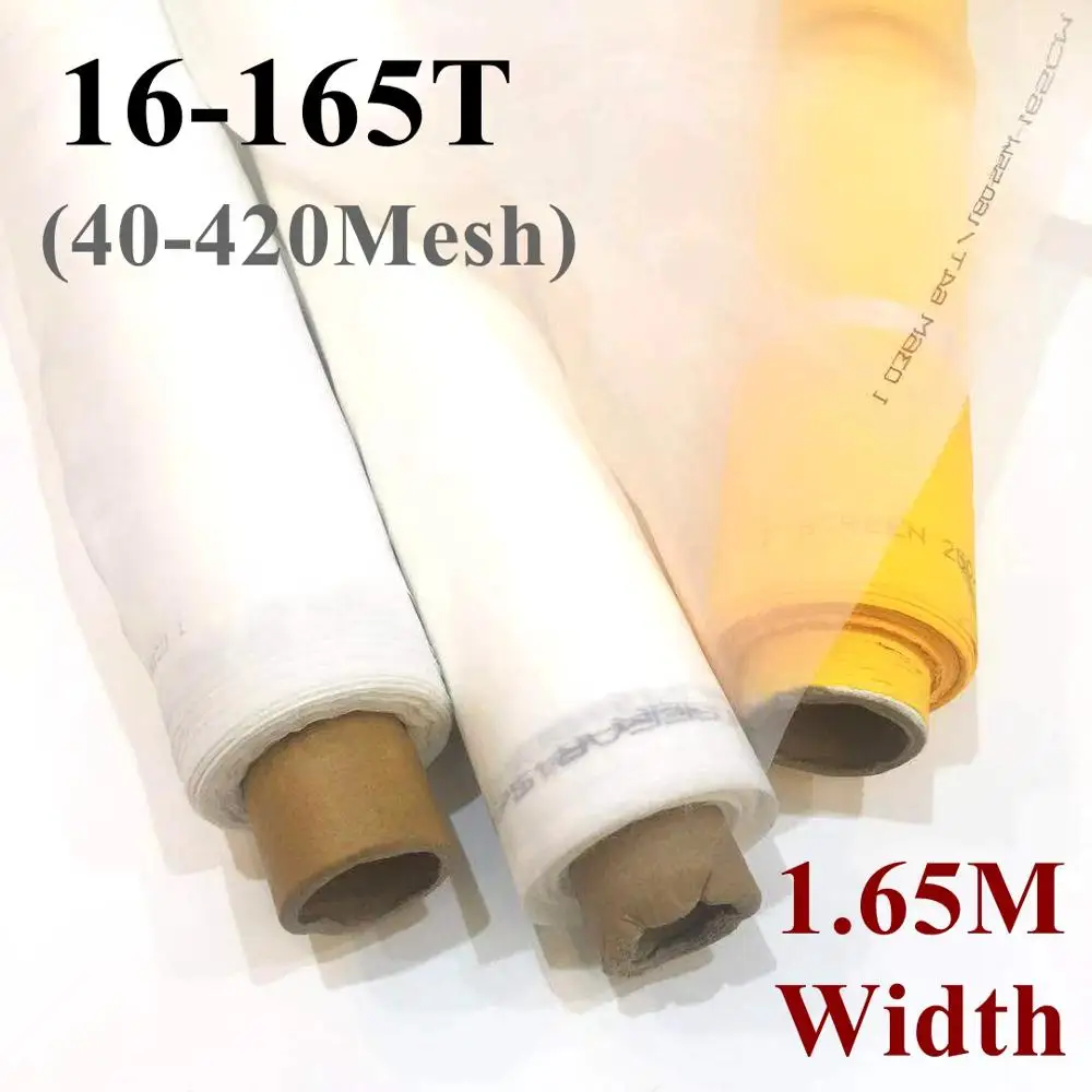 

1M 40-420 Mesh 165CM Width 16T/32T/39T/47T/53T/72T/80T/100T/120T/140T/150T/165T White Polyester Silk Screen Printing Mesh Fabric
