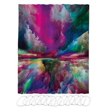 

Digital Printed Colorful Foldable Shower Curtain Hotel Polyester For Bathroom Toilet With Hooks Easy Install Home Decor Soft