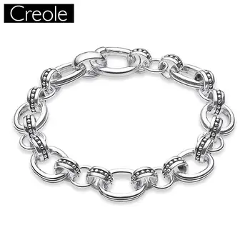 

Bracelets Link Chain 925 Sterling Silver For Women And Rebel Men Punk Gift Europe Style Heart Bracelet Fit Charms