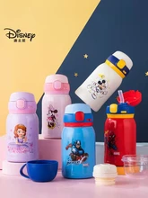 Gobelet à eau Disney Marvel en acier inoxydable 316, pour garçons et filles, Mickey Sofia, garde au chaud, en paille droite, cadeaux de noël pour enfants