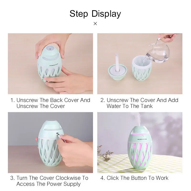 320ML Rugby Air Humidifier For Home Aroma Oil Essential Diffuser Mist Maker LED Light Ultrasonic Humidifiers Air Freshener