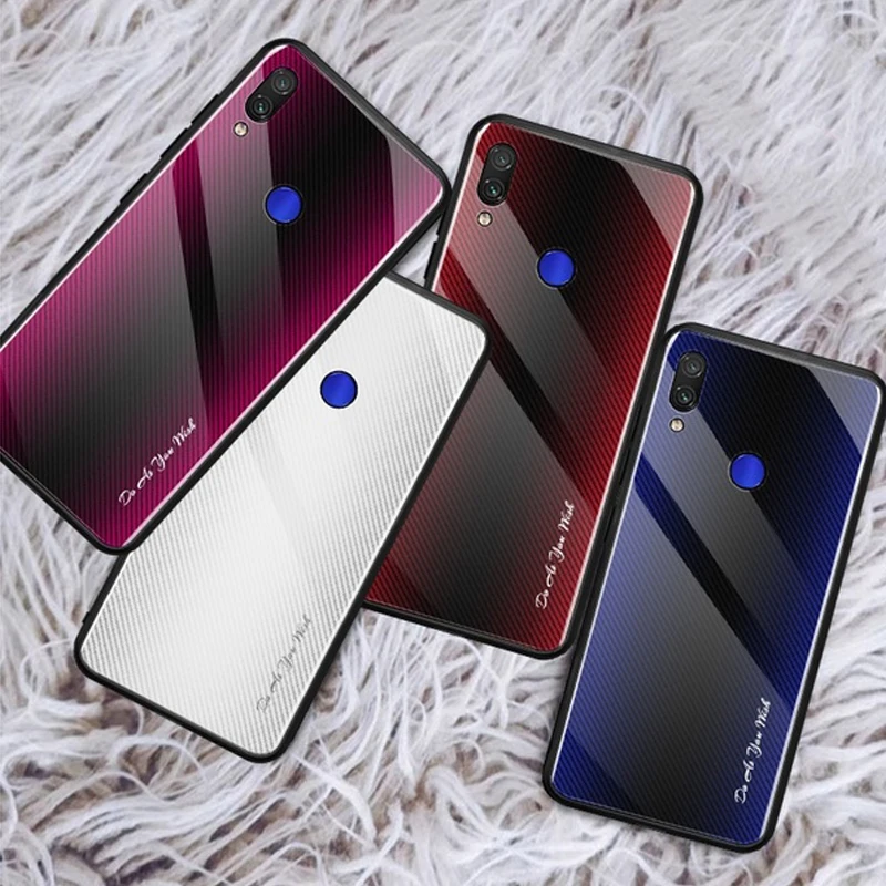 

For Redmi Note 7 Pro Case Texture Gradient Tempered Glass Shockproof Back Cover For Xiaomi Redmi Note 5 6 8 Pro Case