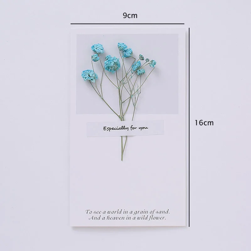 blue Gypsophila 1 комплект, сушеные цветы, бумажные карты, складные пустые деревенские Gypsophila поздравительные открытки, подарок для скрапбукинга - Цвет: blue Gypsophila