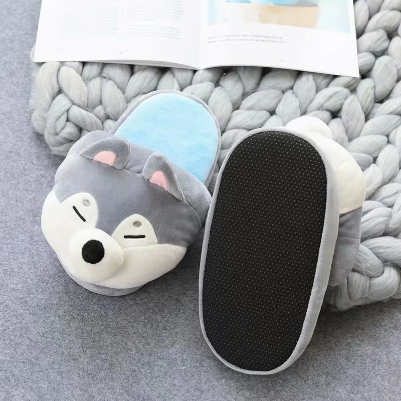 Dog Cute Animal Slipper For Women Girls Fashion Kawaii Fluffy Winter Warm Slippers Woman Cartoon House Slippers Funny Shoes