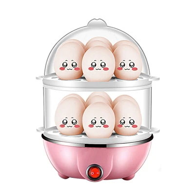 Pink CUKYI многофункциональная электрическая яйцеварка, пароварка, 2 слоя, быстрый нагрев, 14 яиц, емкость, портативные кухонные инструменты для приготовления пищи - Цвет: Pink