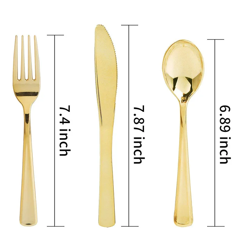 75 шт одноразовый столовый нож вилка ложка золотой набор пластиковой кухонной посуды золотые столовые наборы на день рождения, свадьбу, вечеринку