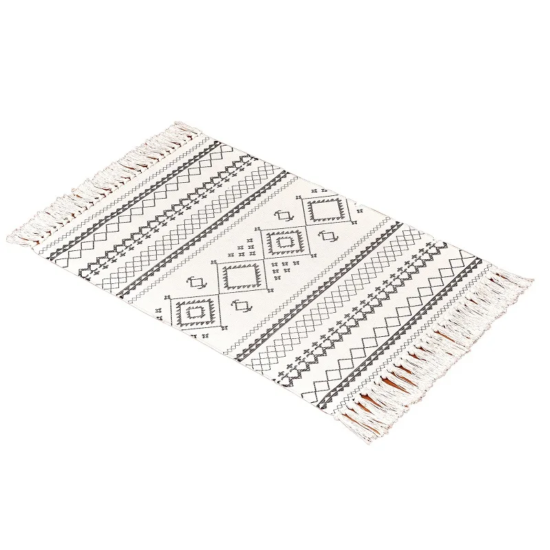 

Vintage Small Area Rugs White Colour Geometric Area Rugs For Living Room Tapestry Kitchen Door Handwoven Retro Mat