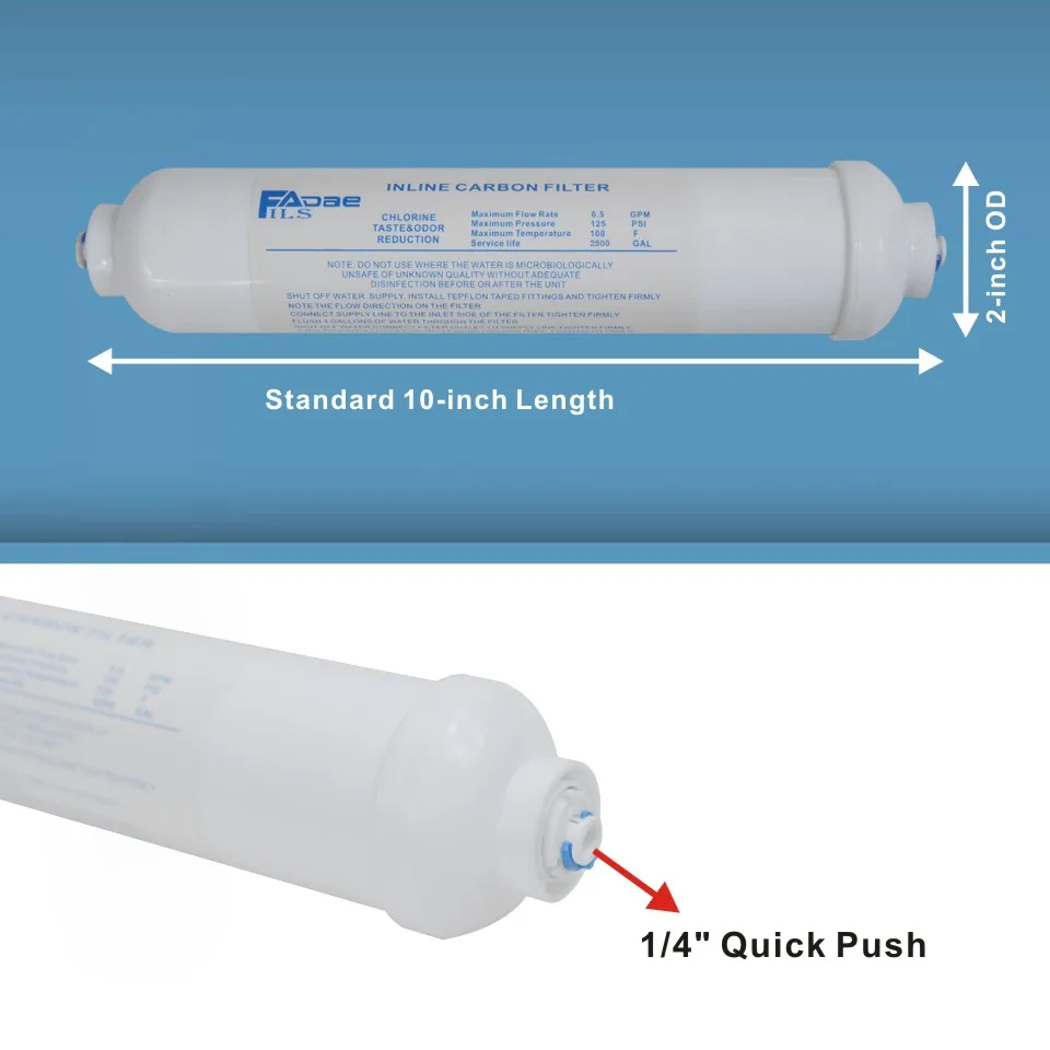 Filtro Acqua Post-carbonio T33 Inline – 1/4” Connessione Rapida – Da 1 A 4 Cartucce – Membrane Solutions