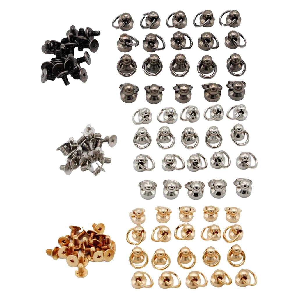 20 Pieces Brass Rivet Studs Screw Back Round Head O Ring Leather Craft Punk Spot