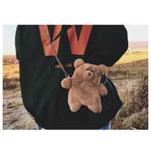 Милая плюшевая мини сумка через плечо с коричневым медведем в
