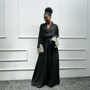 

Women Kaftan Qatar UAE Oman Lace Muslim Hijab Dress Jilbab Robe Ladies Abaya Dubai Caftan Turkey Islamic Clothing