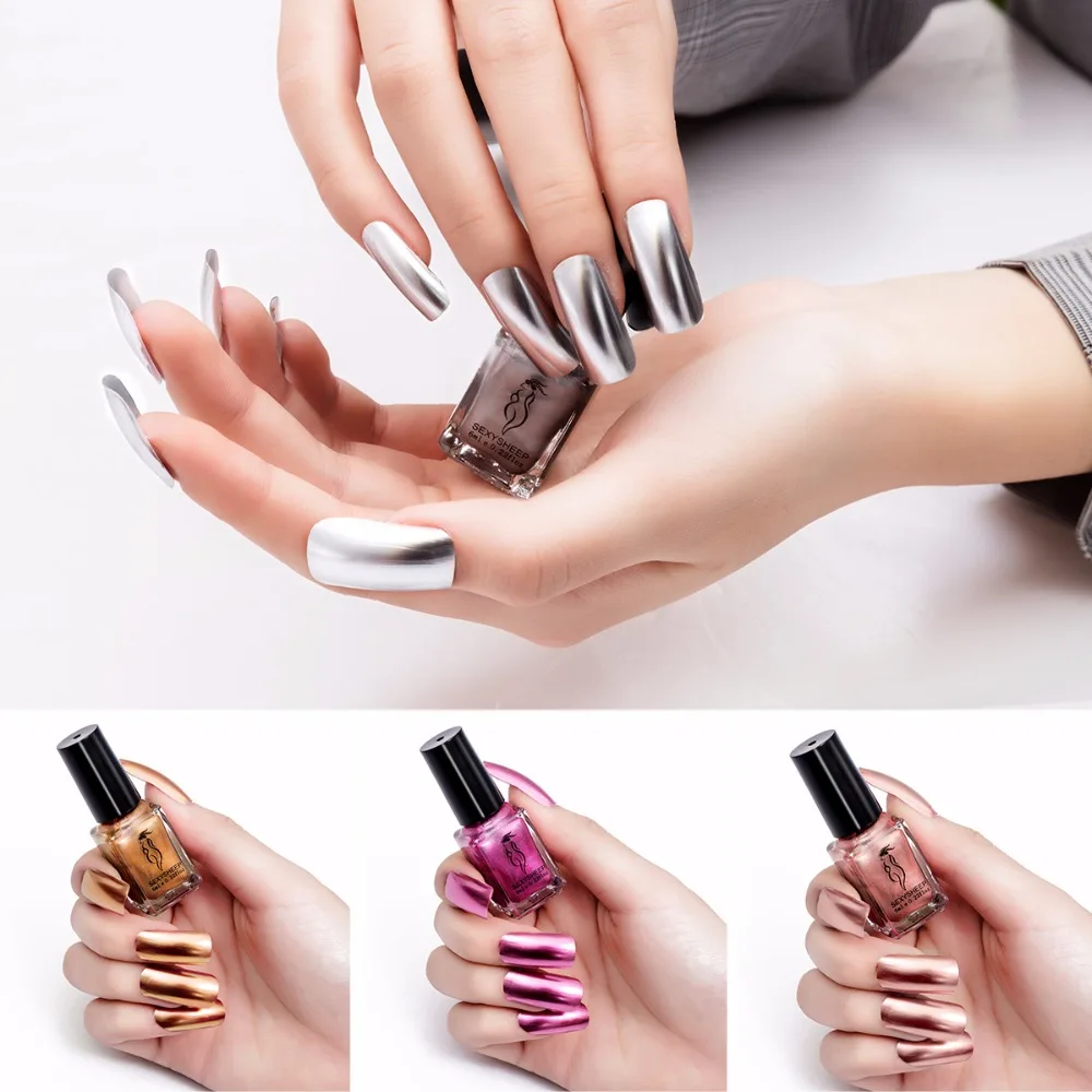 Зеркальный лак для ногтей ISEEN 6 мл серебристый прозрачный фиолетовый розовое