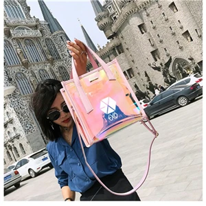 Kpop сумка лазерная сумка через плечо сумка для WANNA ONE черная розовая EXO GOT7 семь TEEM дважды Bangtan сумка для хранения мальчиков - Цвет: EXO