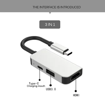 

USBC Hub Adapter to HDMI USB 3.0 Multi USB Type C 3.0 Splitter Support Max PD Alumunium Mini Extend Dock for Macbook