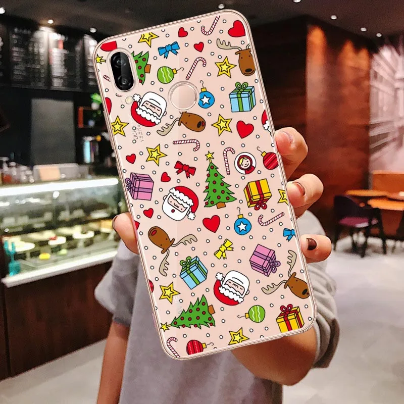 TPU Чехол для девушек для huawei P30 Lite P30 Pro P20 Lite P20Pro mate 10 20Pro P10 Lite mate 20 Lite новогодний чехол с Санта-Клаусом - Цвет: TPU