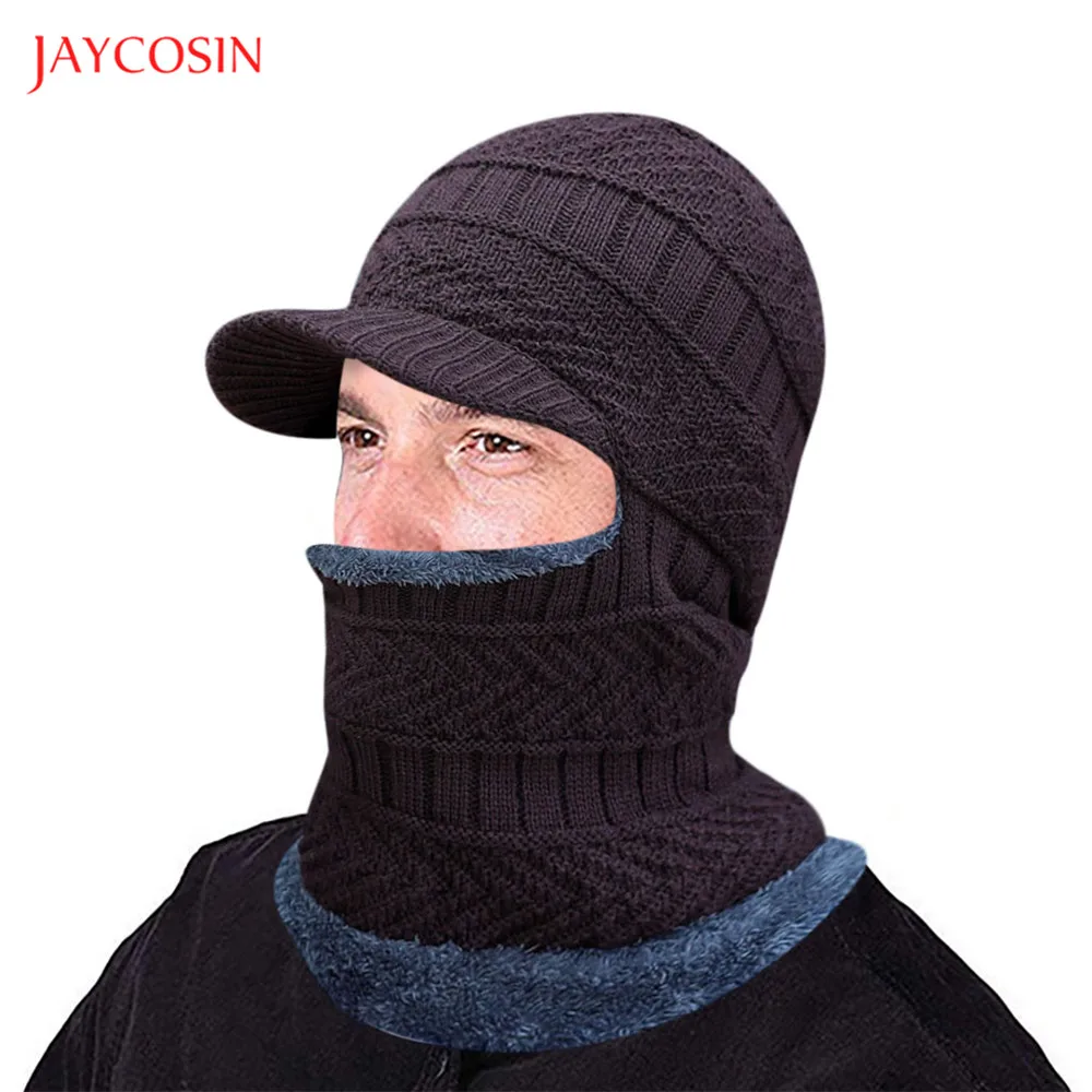 Joycosin зимняя мужская и женская теплая вязаная шапка s повседневная утолщенная шапка унисекс шарф маска цельная шапка вязаная ветрозащитная шапка